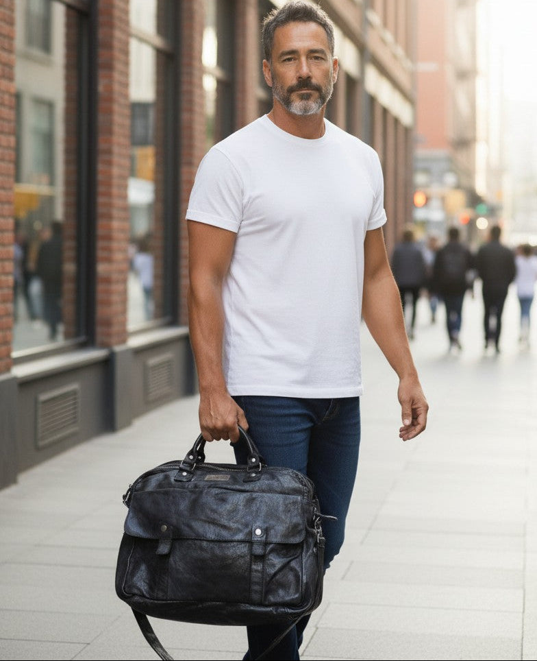 Borsa Porta Documenti In Pelle Lavata Effetto Vintage Avirex