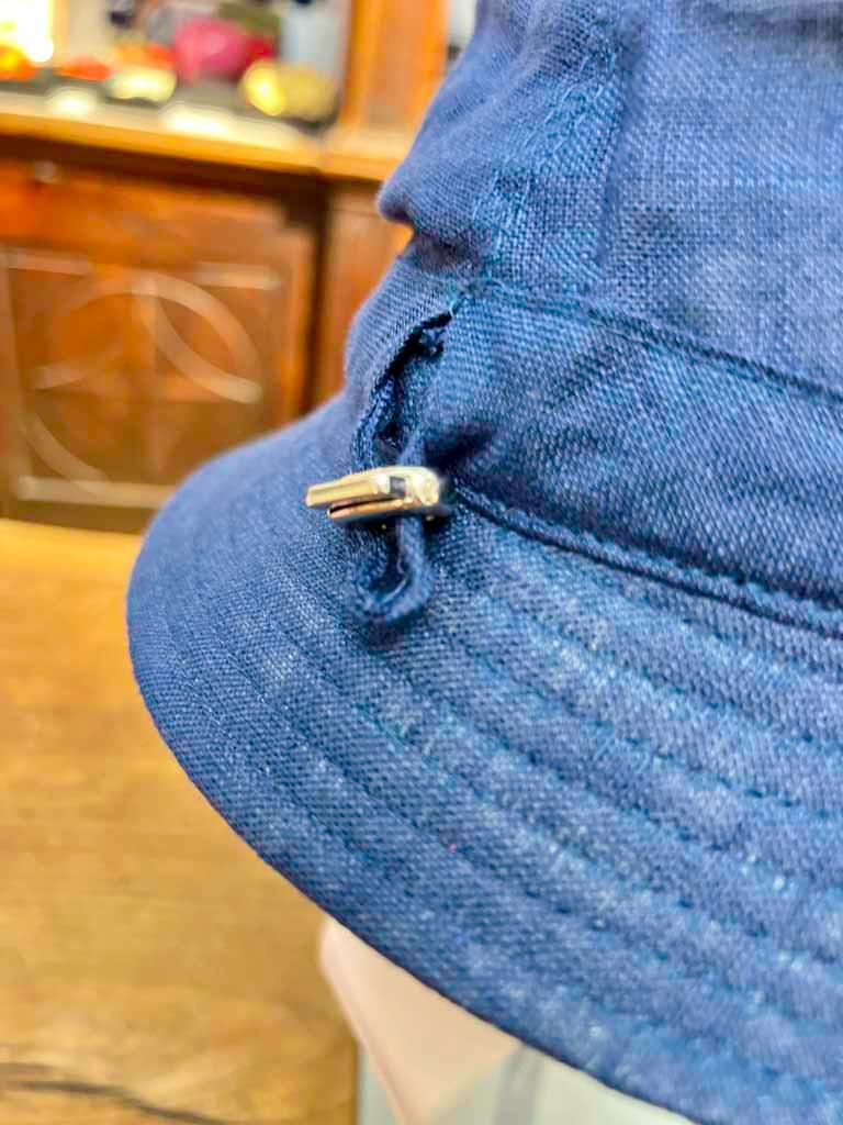 Cappello Bucket In Lino Blue Jeans Arrotolabile