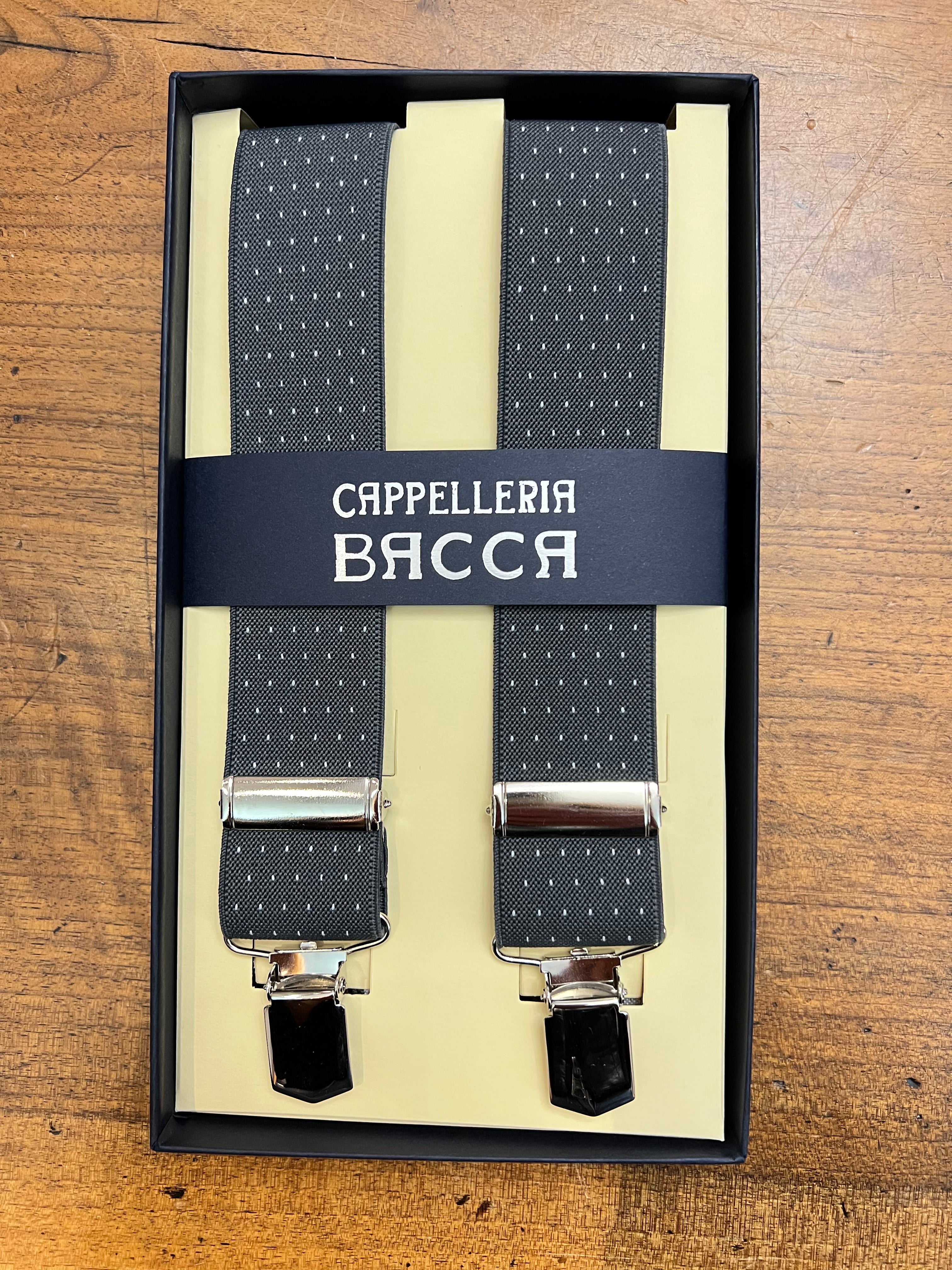 Bretelle Larghe Elastiche Grigio Pois bianchi - Cappelleria Bacca