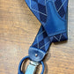 Wide Elastic Regimental Beige and Blue Braces with Leather Buttonholes