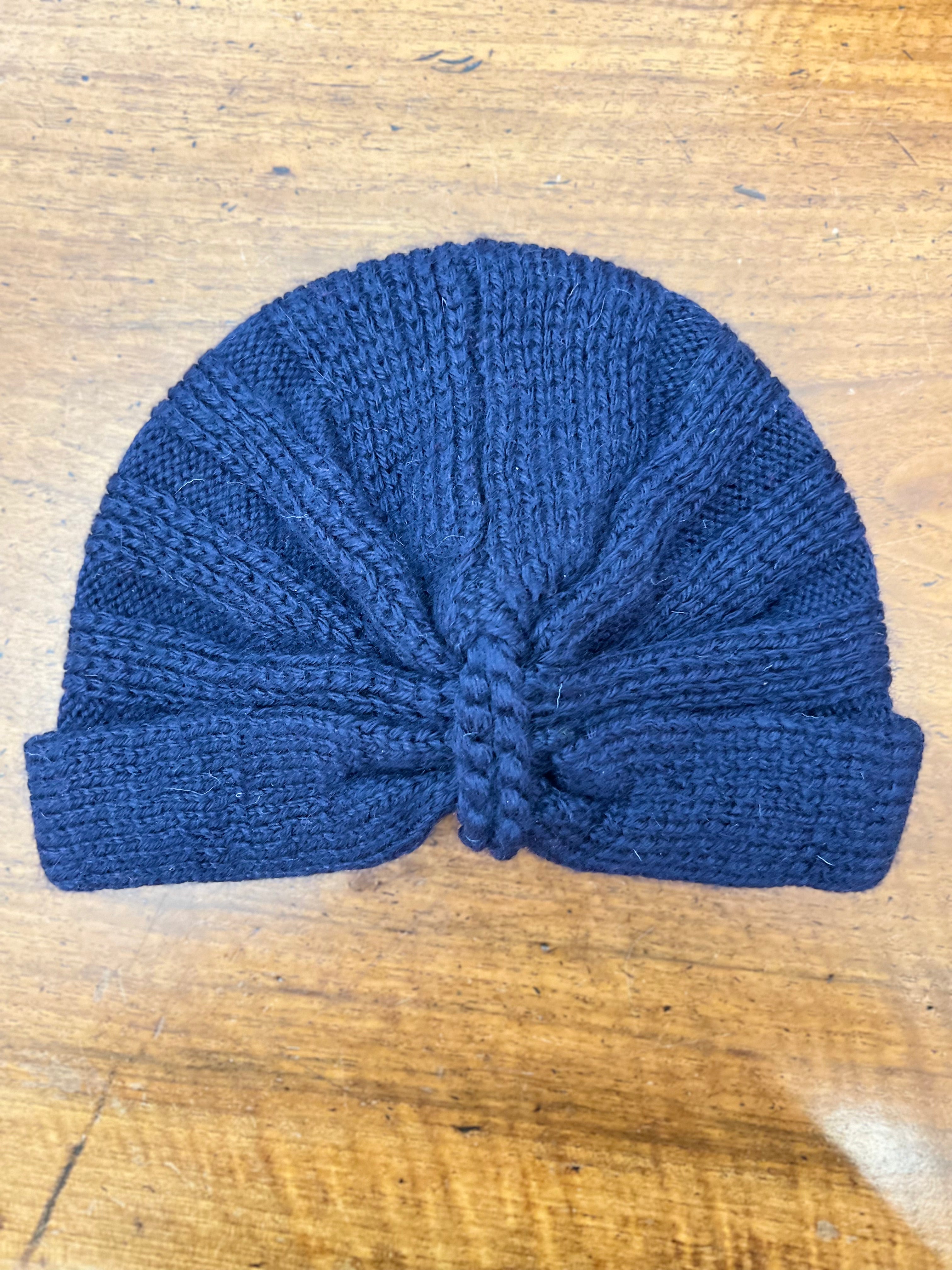 Turbante In Maglia di Lana Blu - Cappelleria Bacca