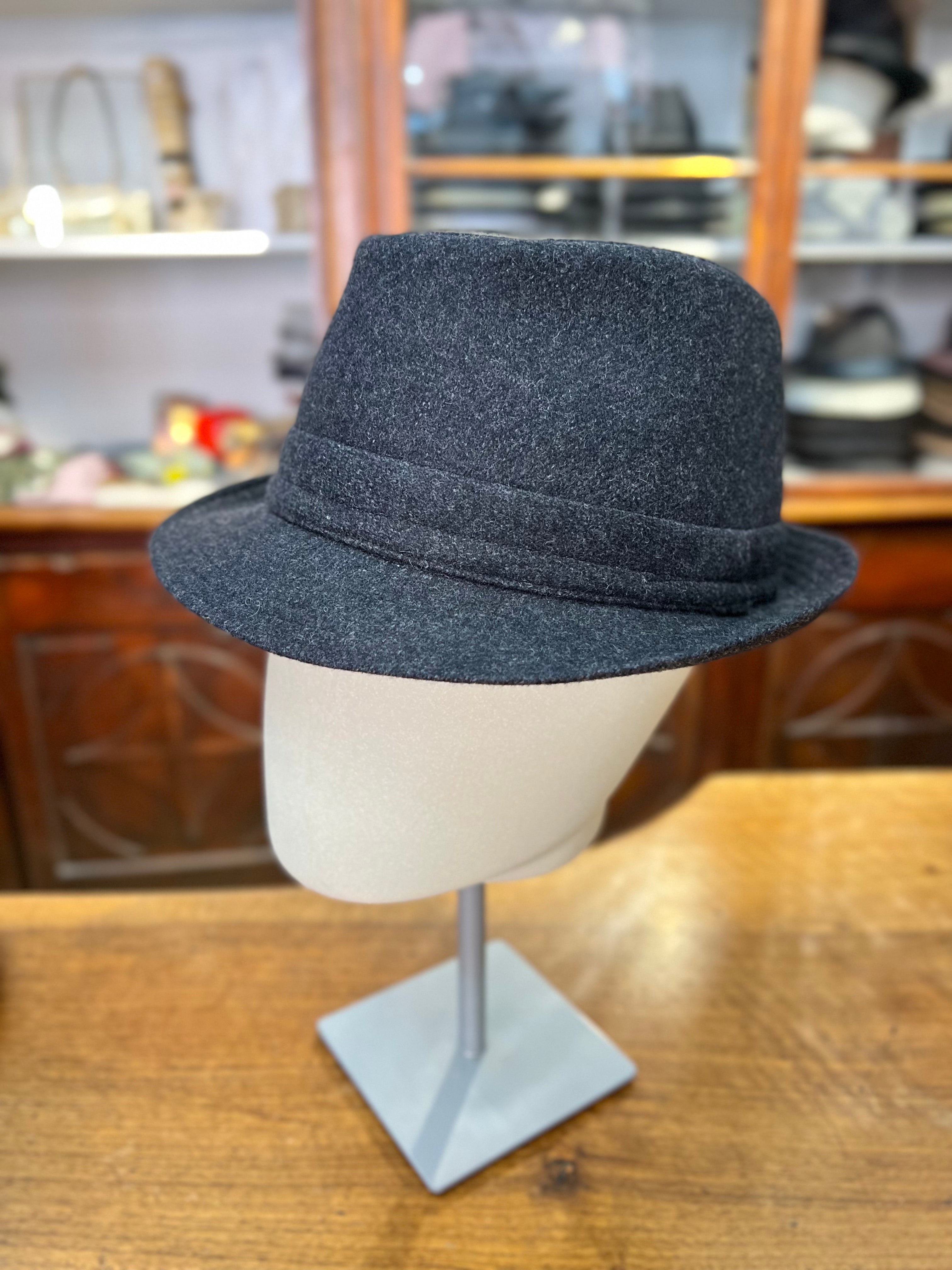 Cappello Trilby Nero In Lana - Cappelleria Bacca