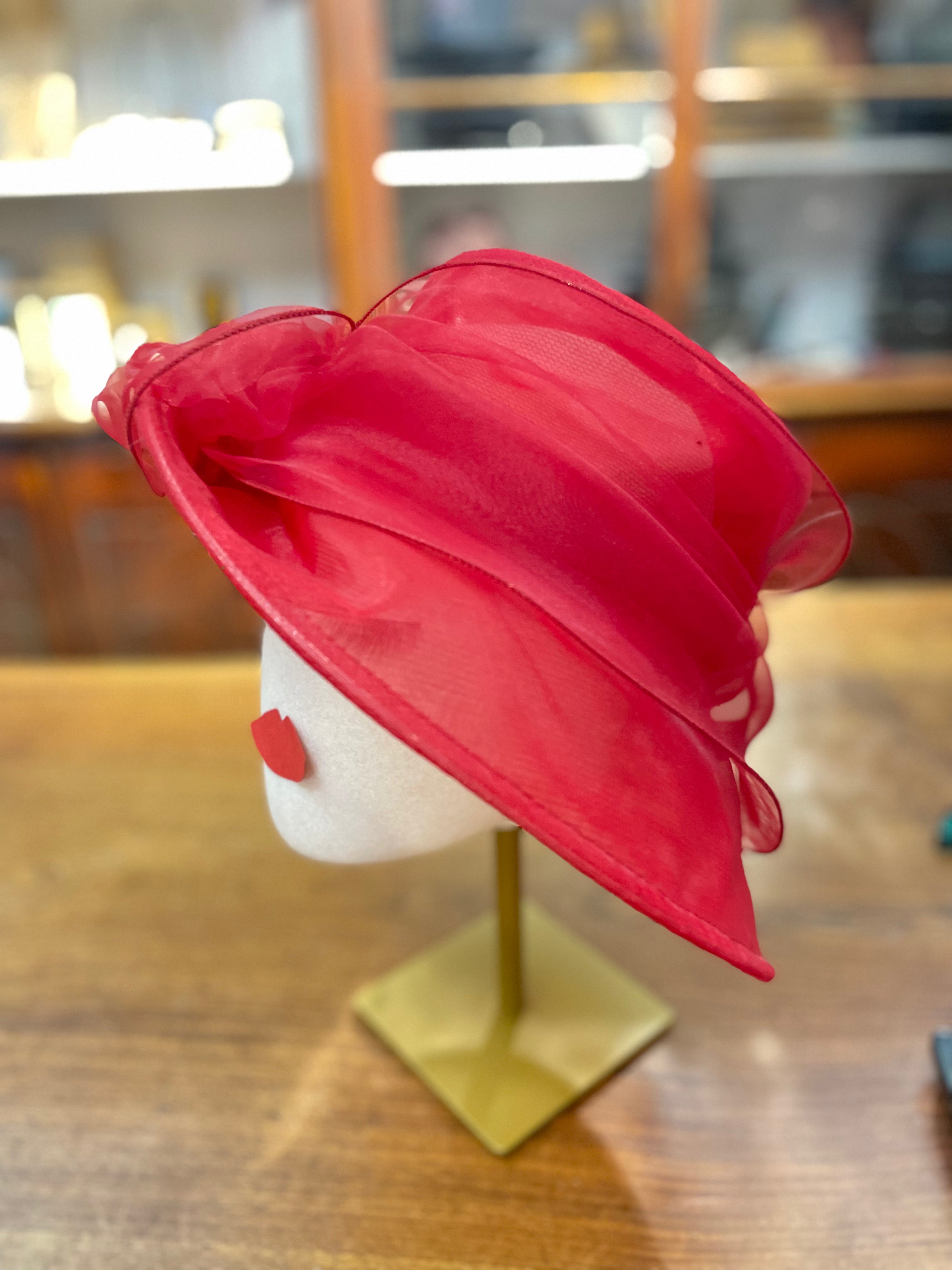 Cappello Cerimonia Donna Elegante Rosso