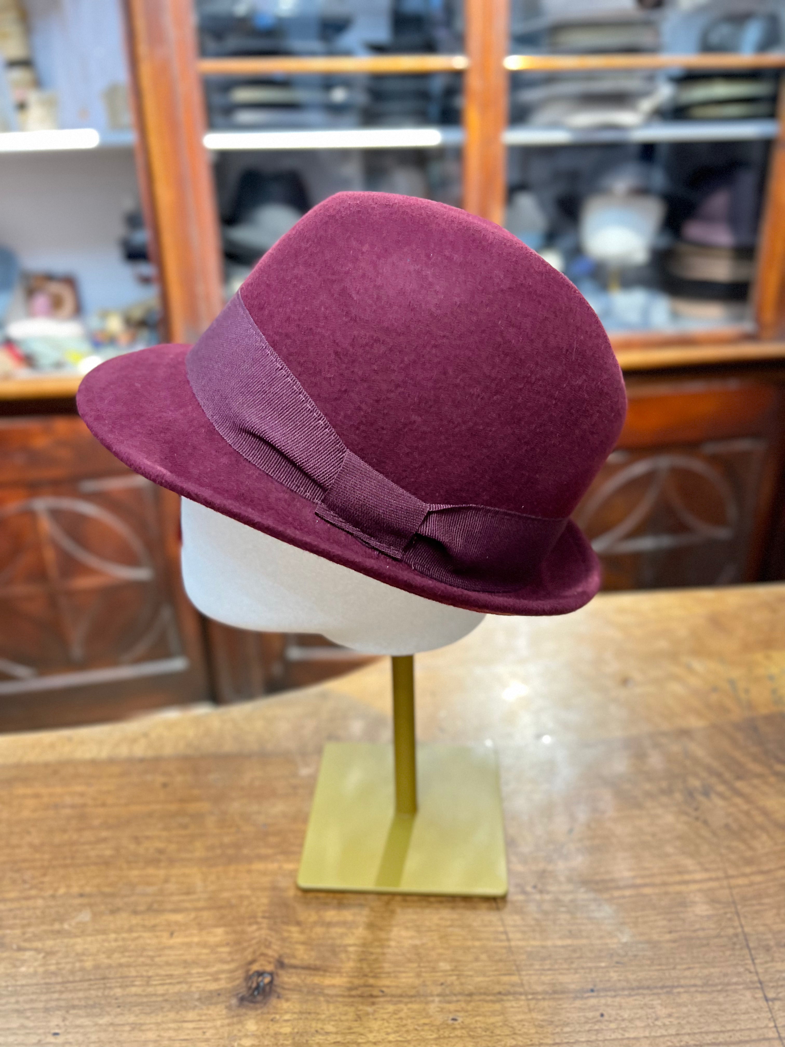 Cappello Trilby Donna In Feltro Bordeaux - Cappelleria Bacca