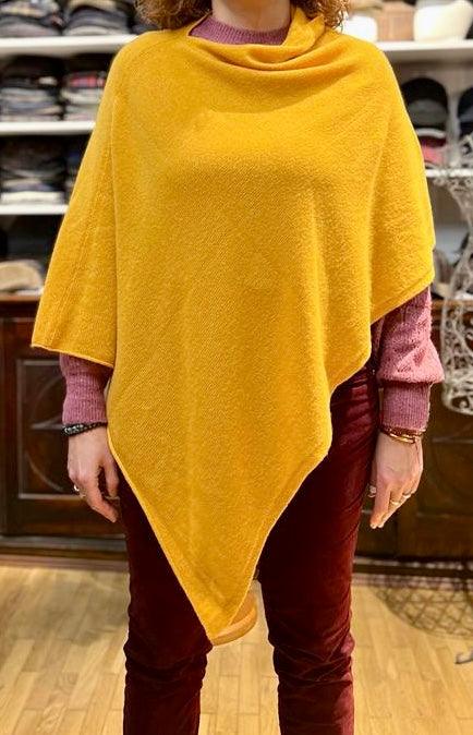 Mantella Poncho In Puro Cashmere Giallo - Cappelleria Bacca