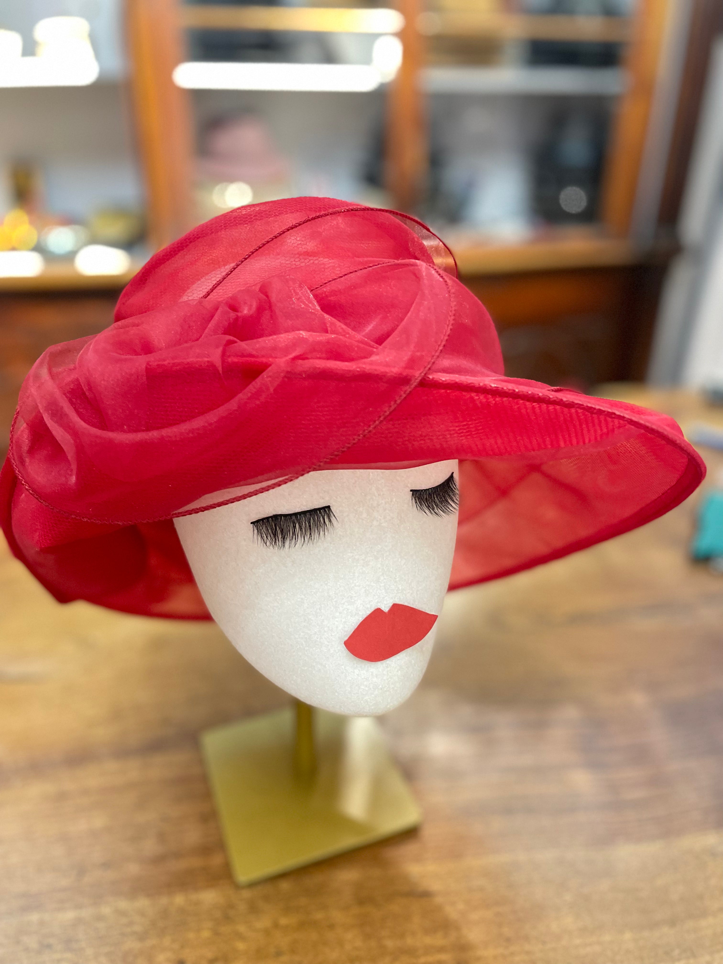 Cappello Cerimonia Donna Elegante Rosso