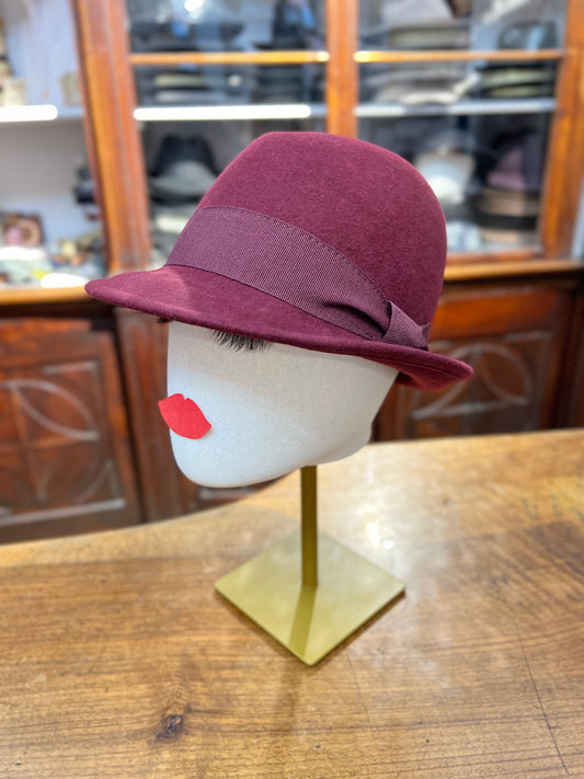 Cappello Trilby Donna In Feltro Bordeaux - Cappelleria Bacca