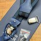 Bretelle elastiche blu di alta qualità con gancio e bottone