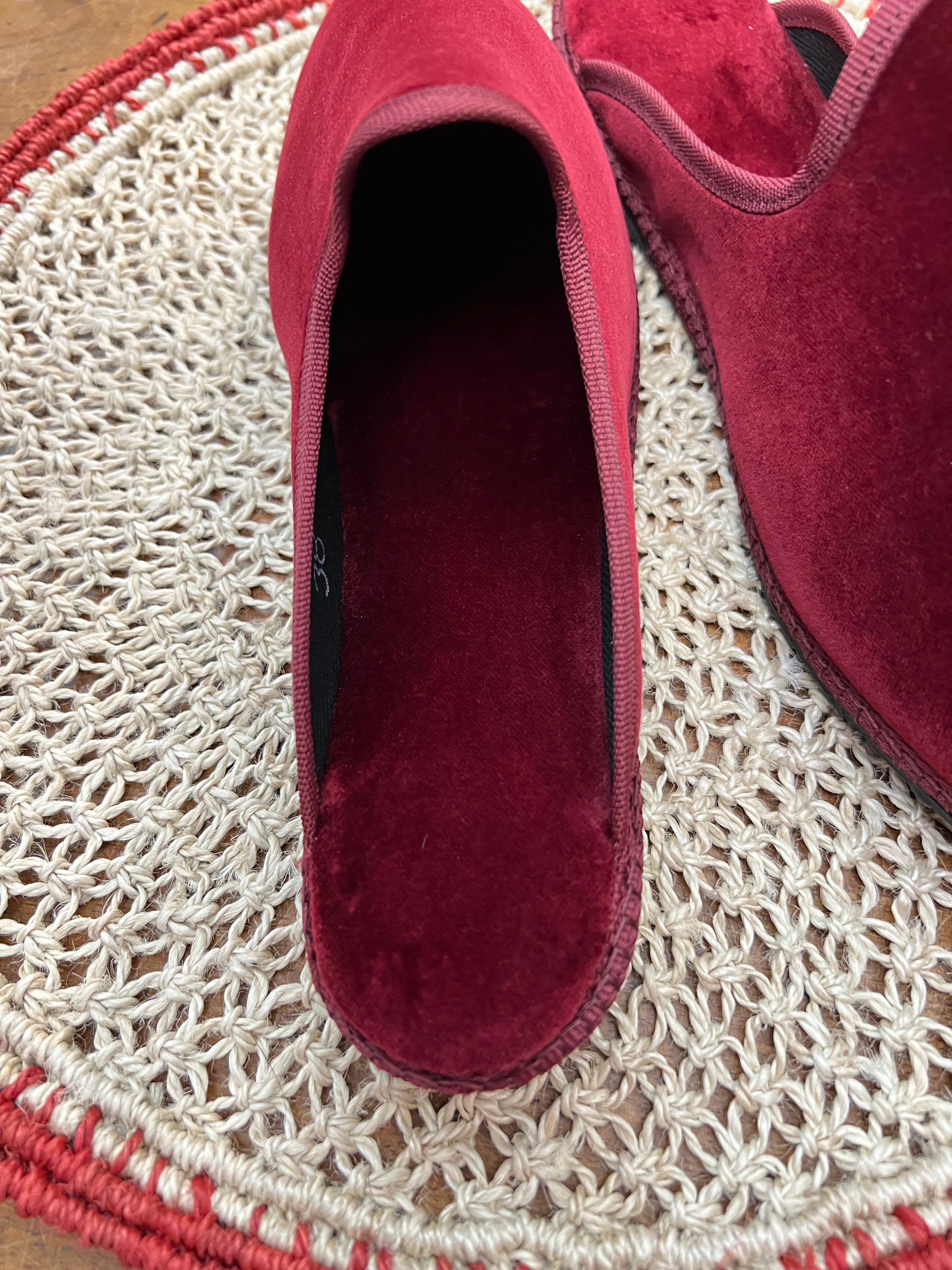 Friulane Sabot Originali In Velluto Rosso Bordeaux