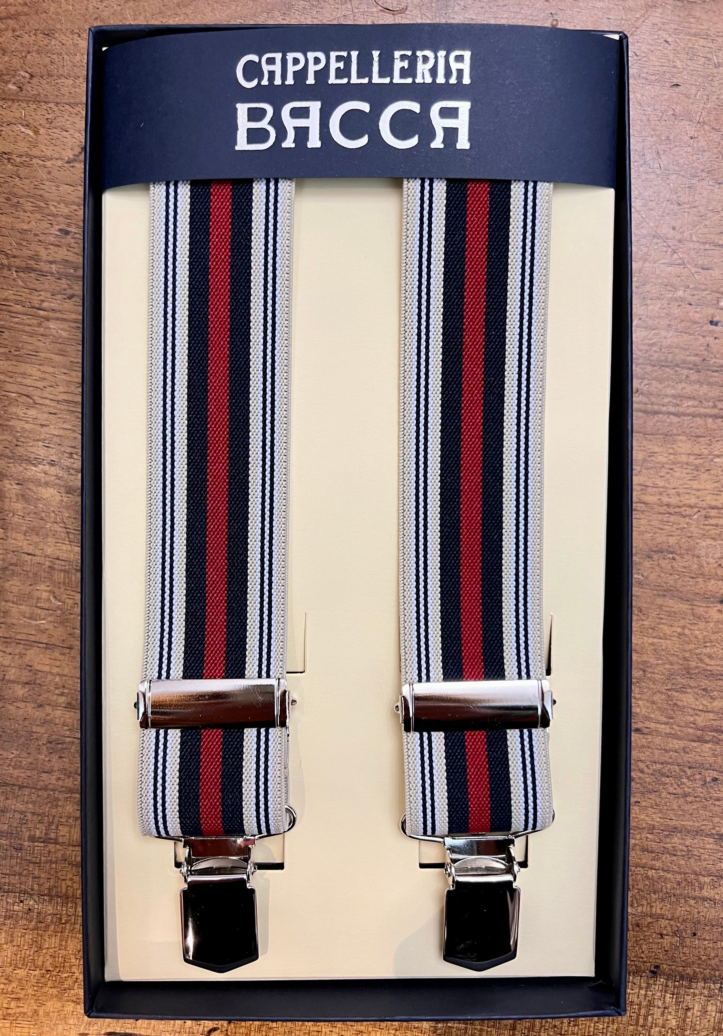 Bretella bianca, blue rossa regimental