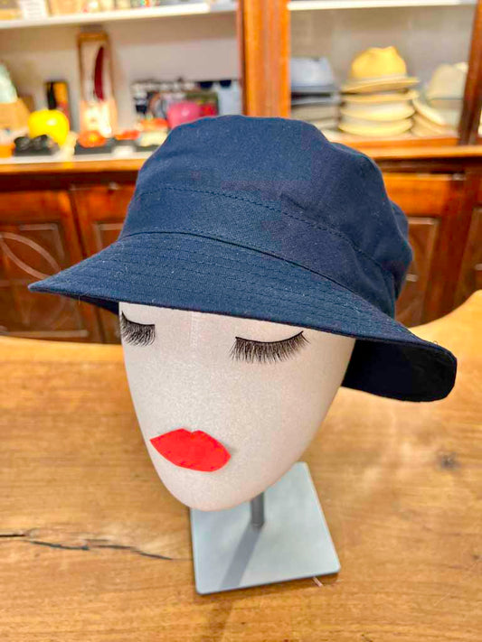 Cappello Bucket In Lino Blu Arrotolabile