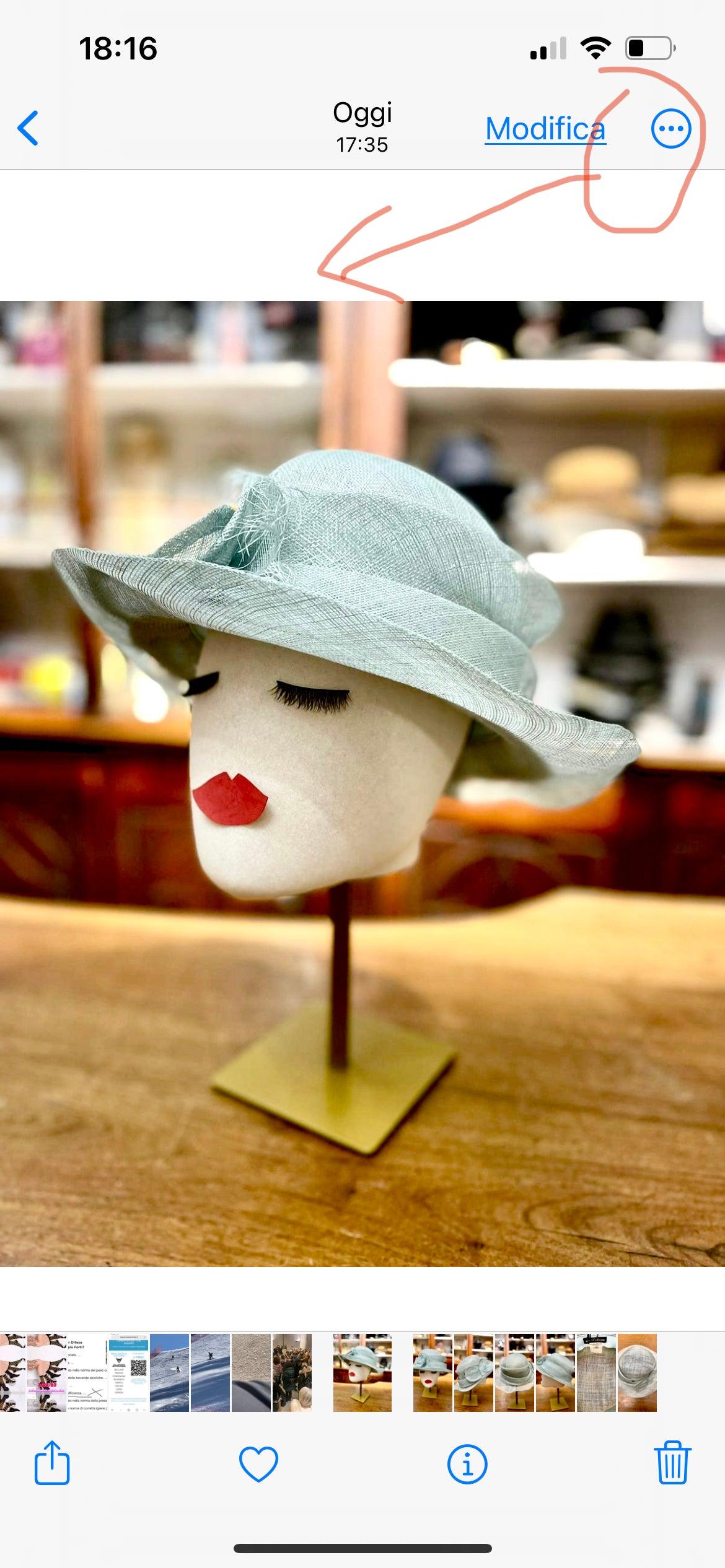 Cappello Cerimonia Donna Elegante In Paglia Naturale Azzurro