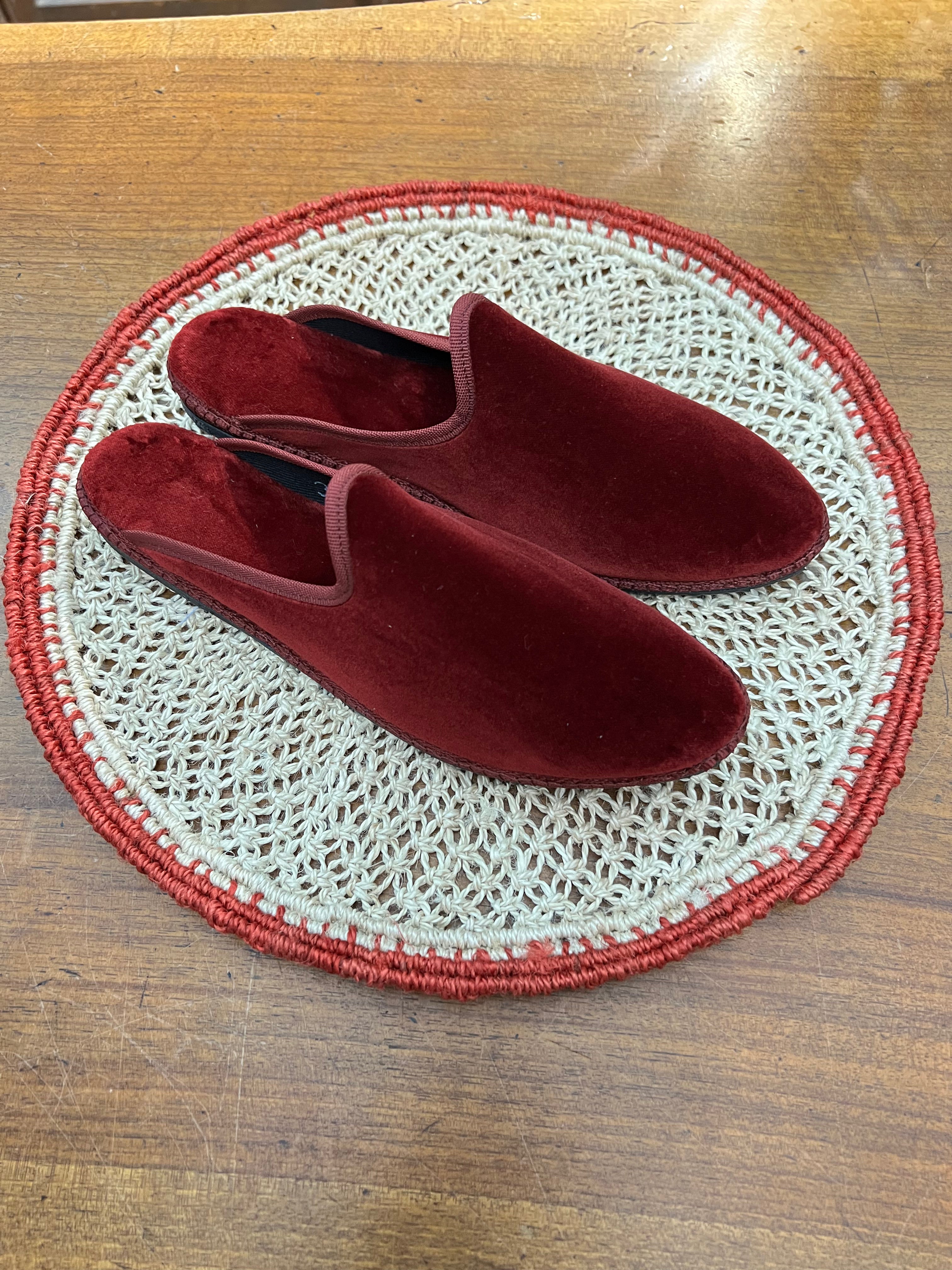 Friulane Sabot Originali In Velluto Rosso Bordeaux