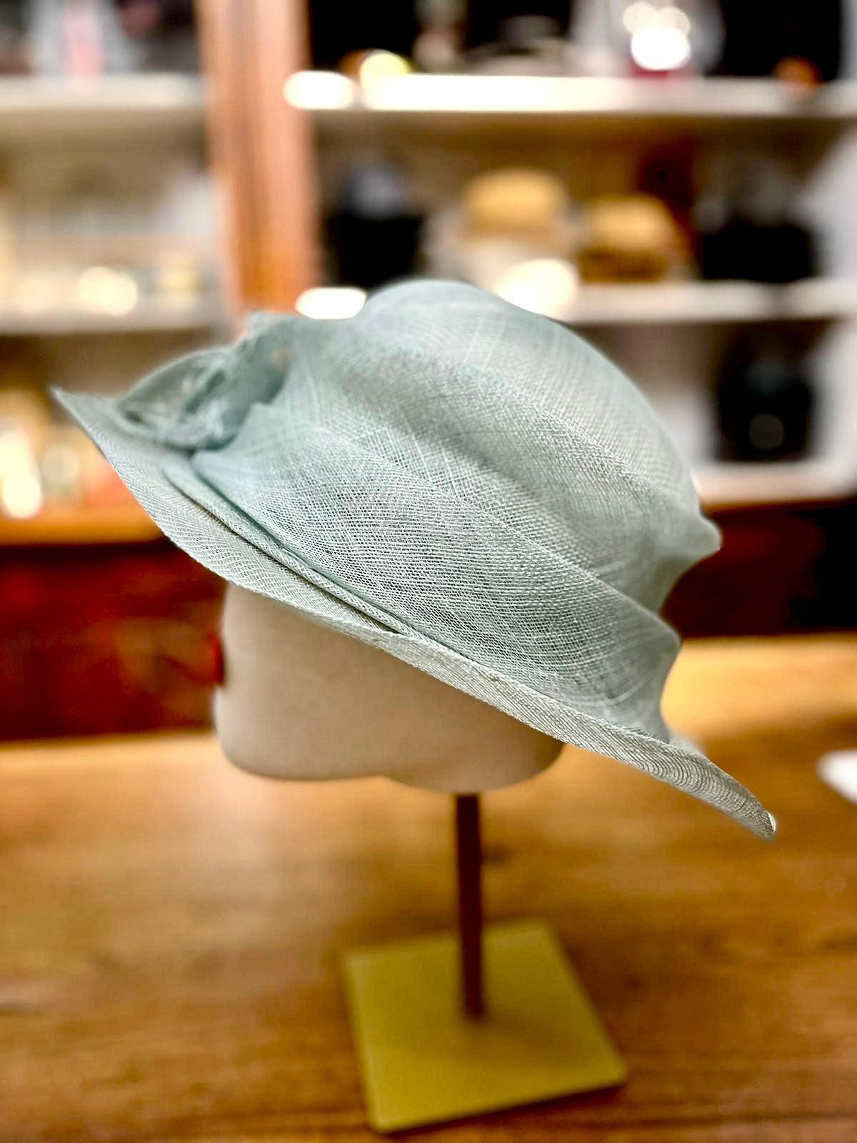 Cappello Cerimonia Donna Elegante In Paglia Naturale Azzurro