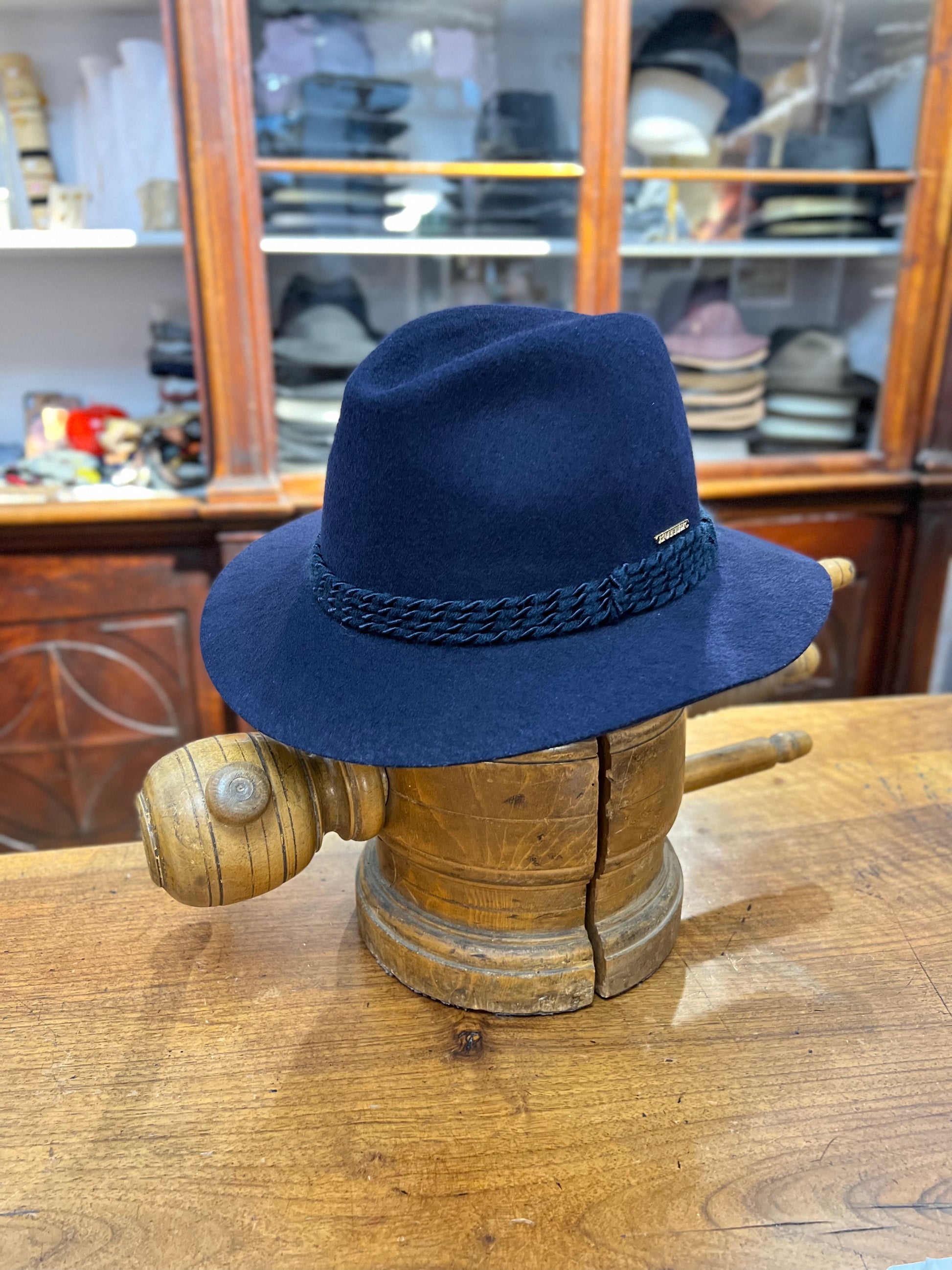 Blue felt hat sales