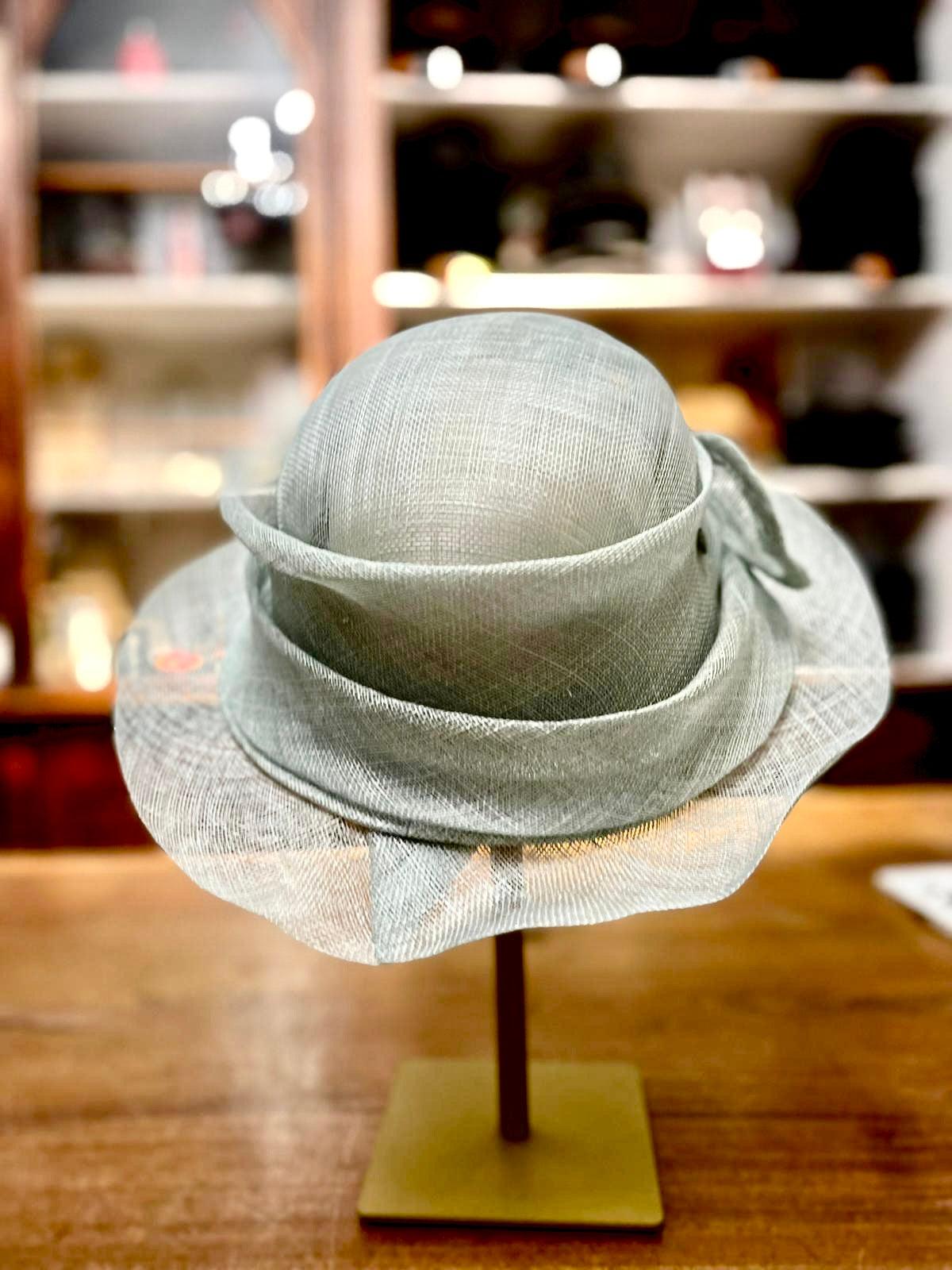 Cappello Cerimonia Donna Elegante In Paglia Naturale Azzurro