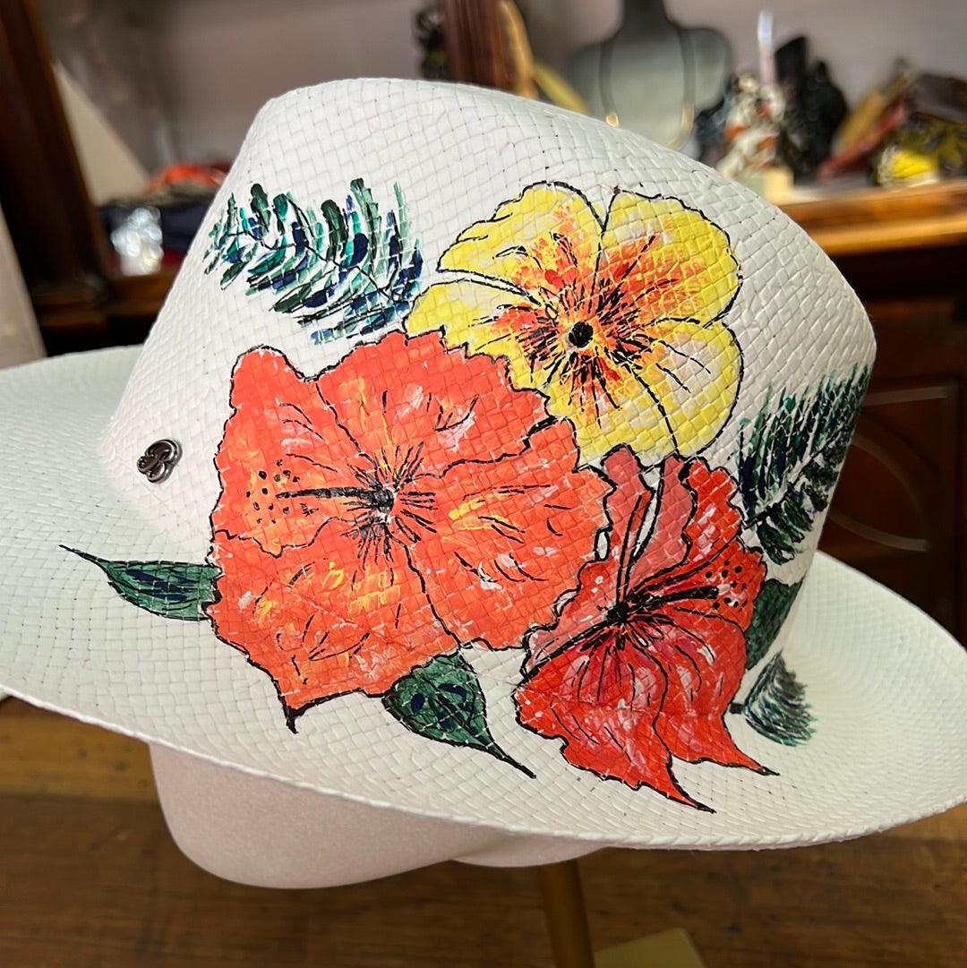 Cappello Fedora Donna Dipinto A Mano Rosso - Cappelleria Bacca