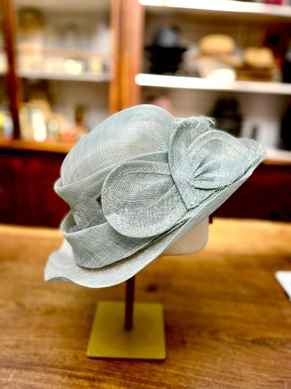 Cappello Cerimonia Donna Elegante In Paglia Naturale Azzurro