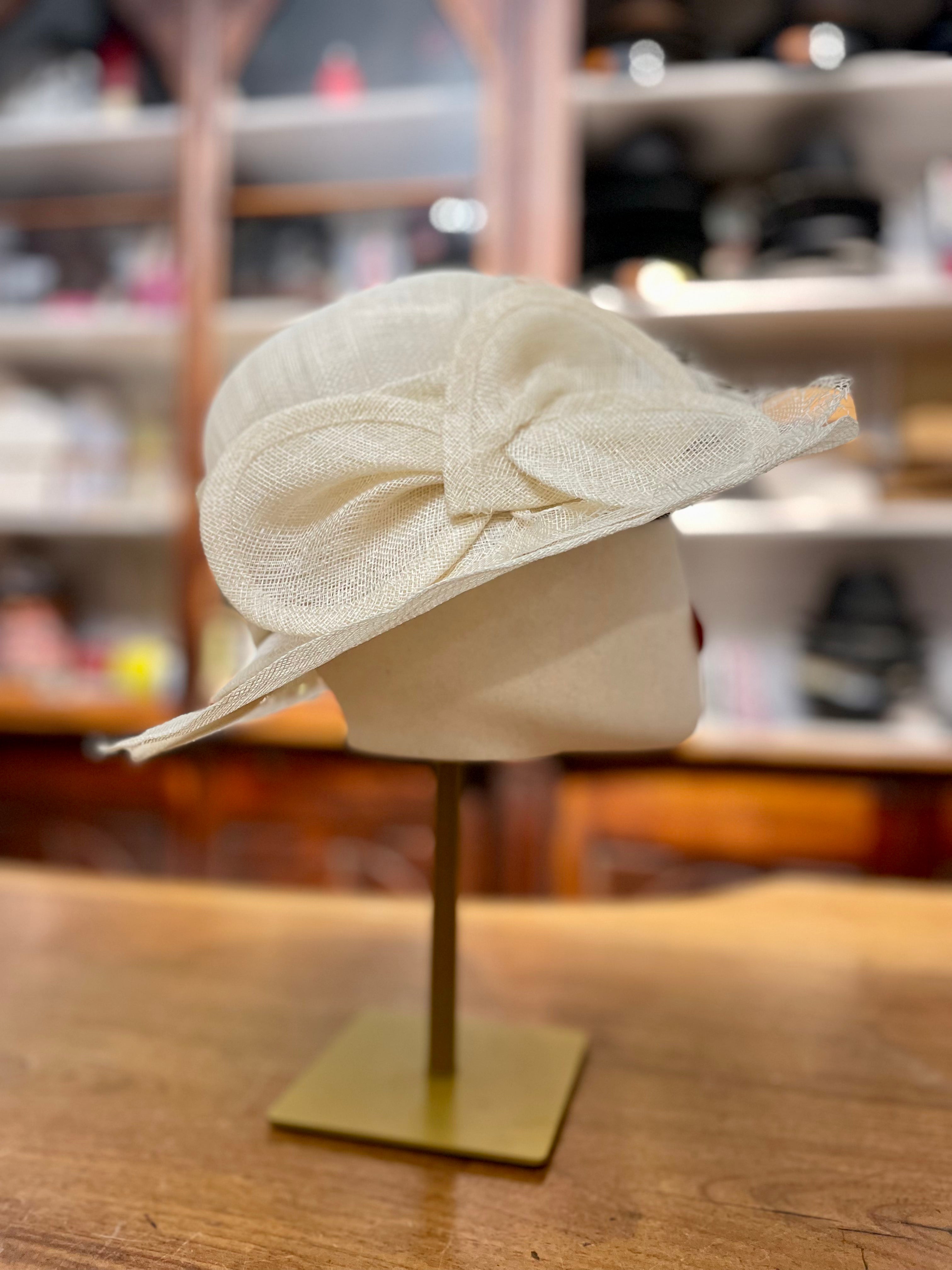 Cappello Donna Cerimonia Elegante In Paglia Naturale Avorio