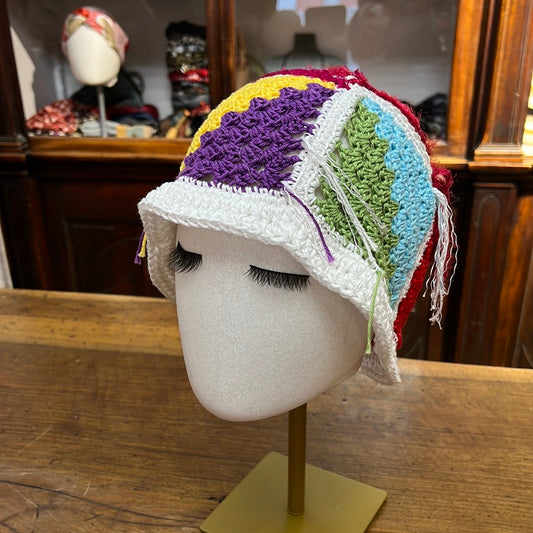 Cappello Uncinetto Granny Square  Colorate Bucket  Donna - Cappelleria Bacca