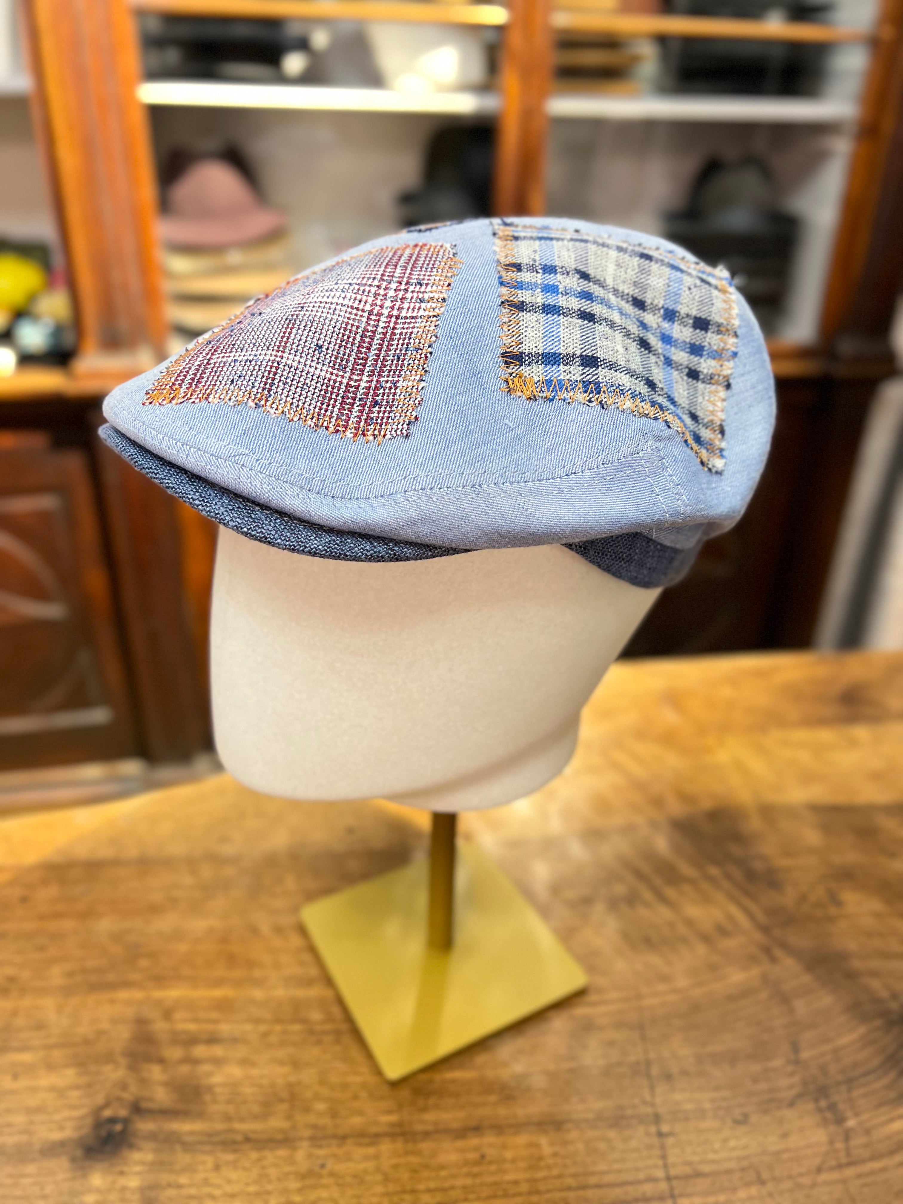 Blue Patchwork Irish Flat Cap